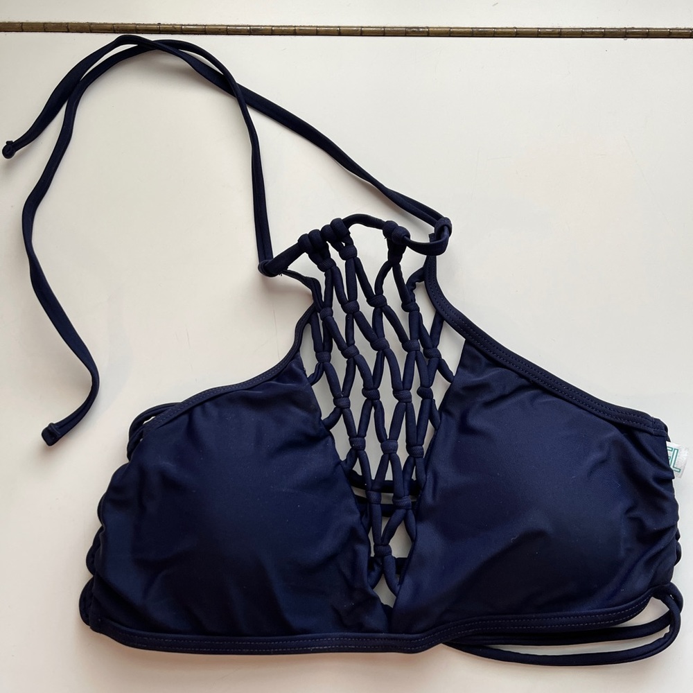 Navy Damsel halter bikini top